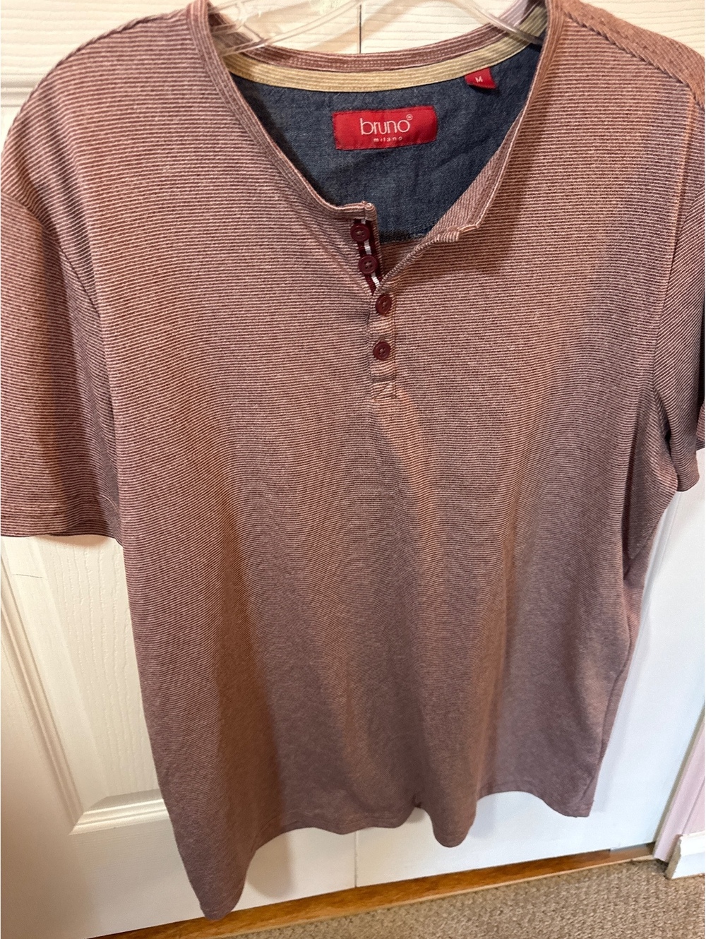Bruno Milano Men's Medium Brown Short Sleeve Henley Shirt